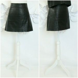 Free People 90s Style Black Leather Mini Skirt 4 S